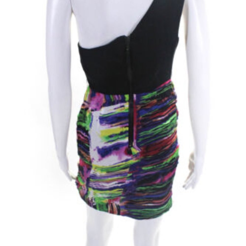 ALICE & OLIVIA Breanna Draped One Shoulder Dress Multicolor Silk $470 - Picture 3 of 12